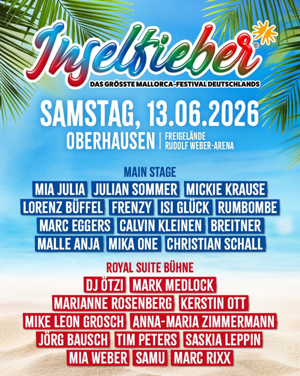 Deutschlands größte Mallorca-Party begeistert 35.000 Besucher mit Stars, Emotionen und Festivalstimmung pur INSELFIEBER 2026 IN OBERHAUSEN