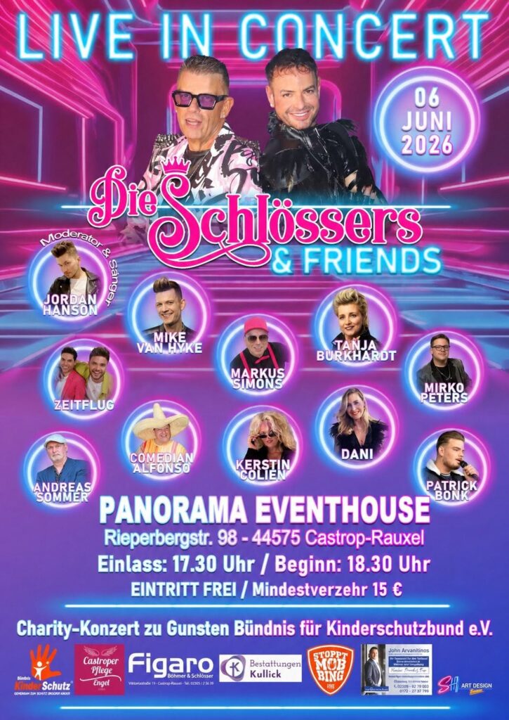 Großes Charity-Konzert im Panorama Eventhouse Castrop-Rauxel zugunsten des Bündnis Kinderschutzbund e.V.