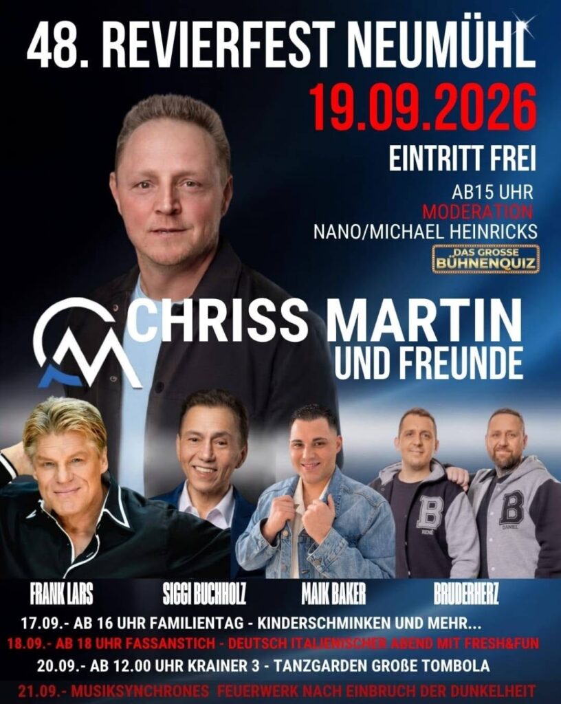 Revierfest Neumühl – Ein musikalischer Festtag mit Chriss Martin und Freunden